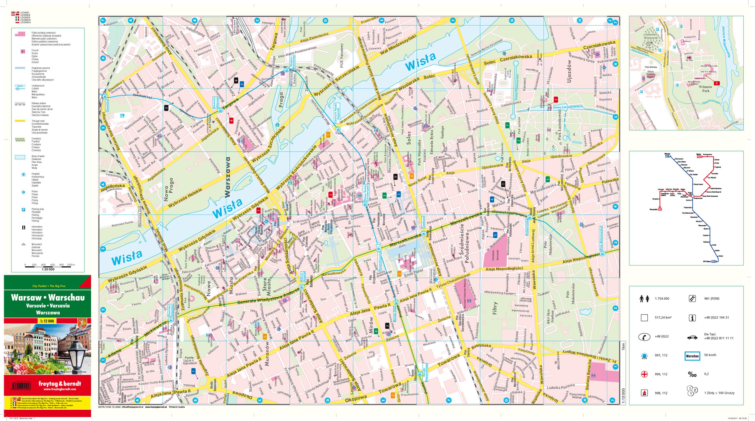 Beispielinhalt (Bild) Warschau, Stadtplan 1:12.000, City Pocket + The Big Five
