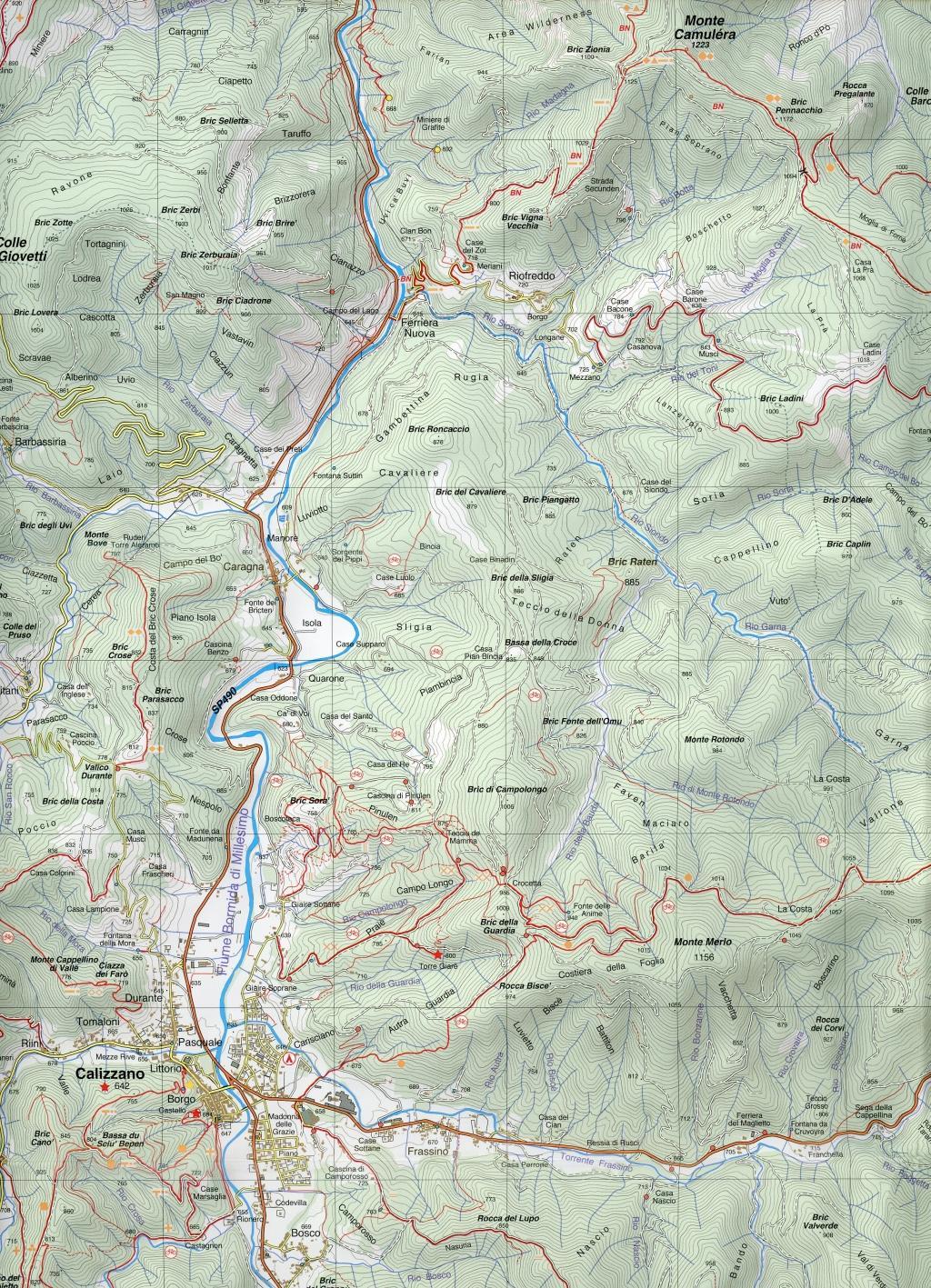 Beispielinhalt (Bild) Carta n. 26. Bassa Val Tanaro, Val Bormida e Cebano. Carta dei sentieri e stradale 1:25.000. Adatto a GPS