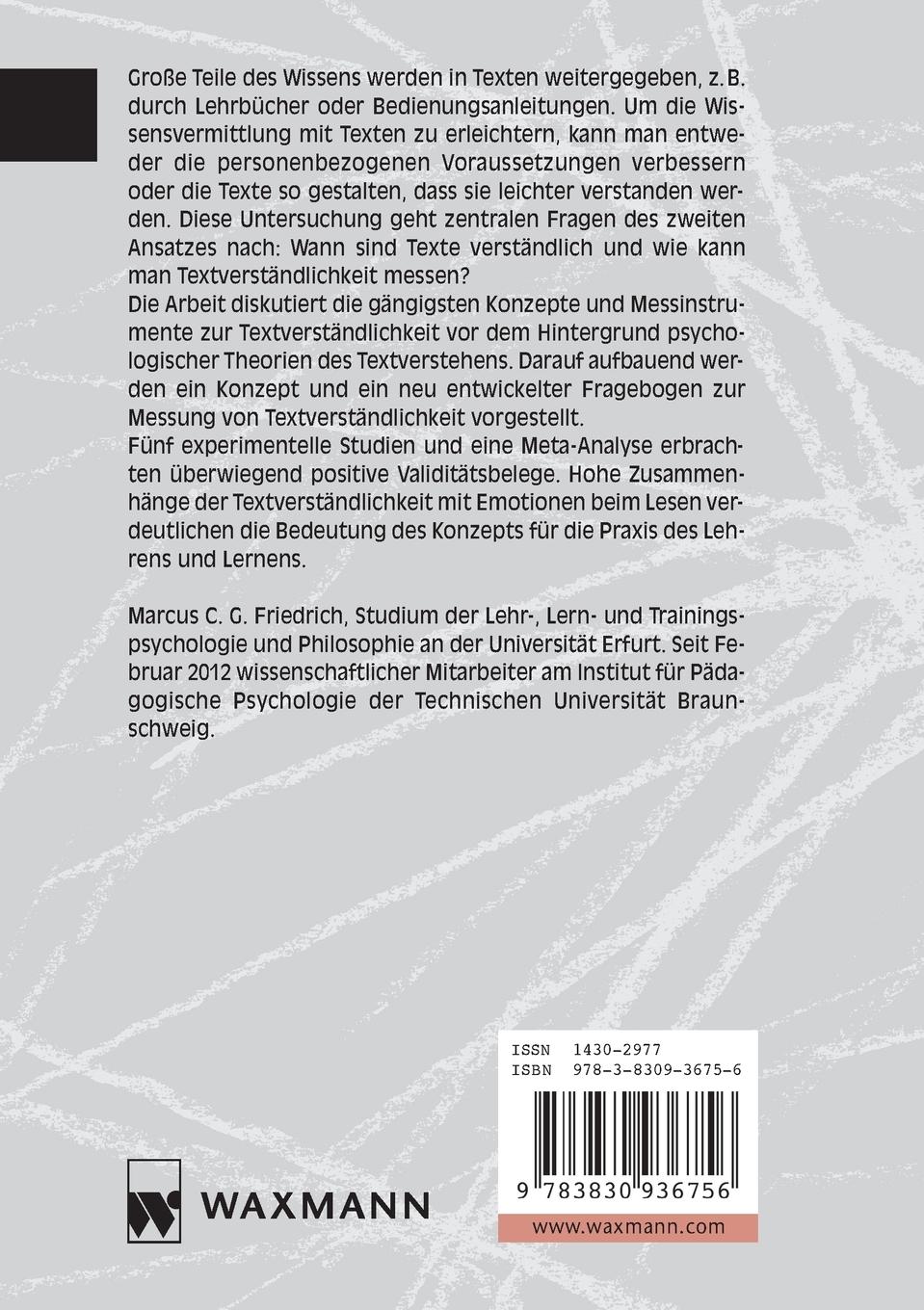 Rückseitencover Textverständlichkeit und ihre Messung