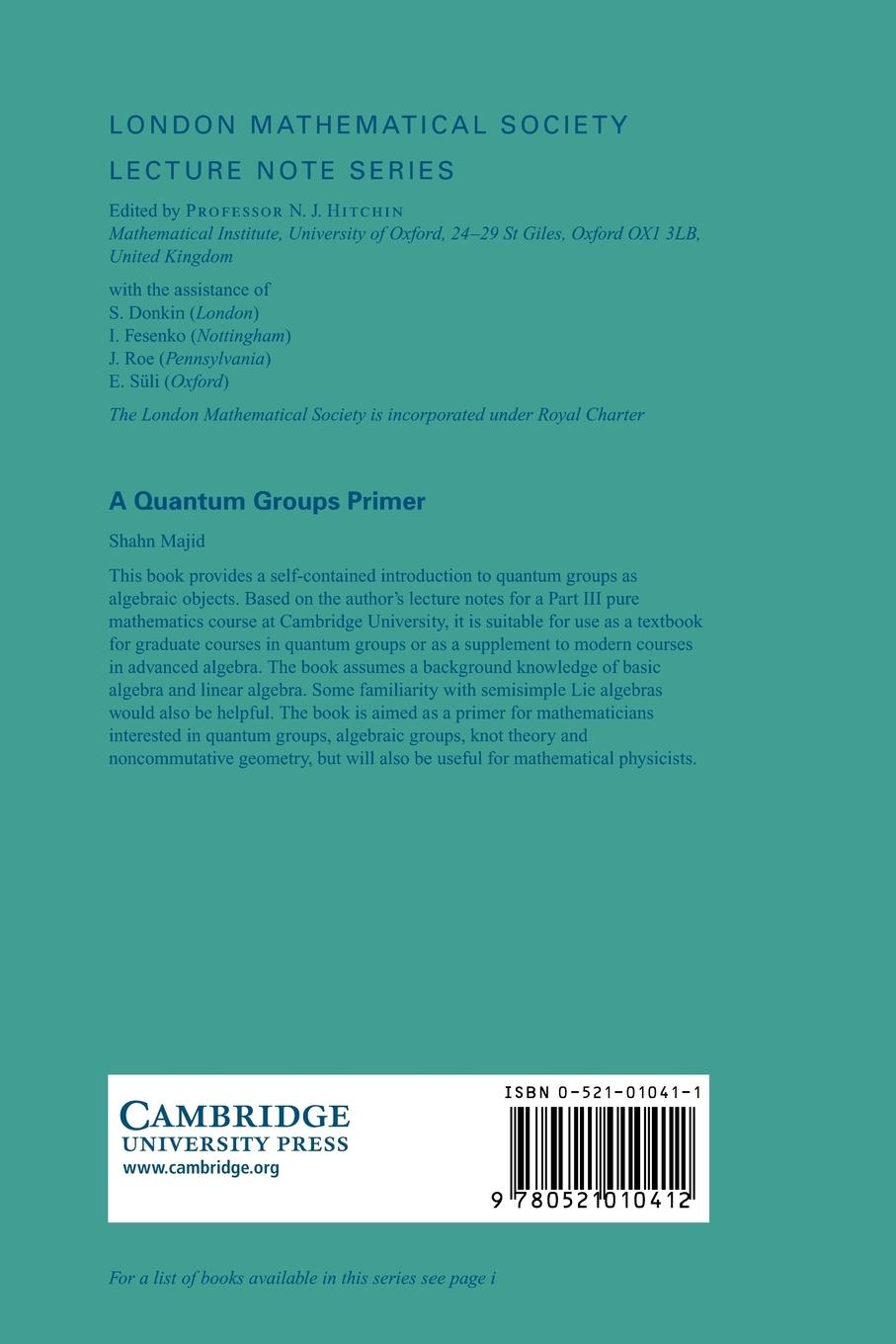 Rückseitencover A Quantum Groups Primer