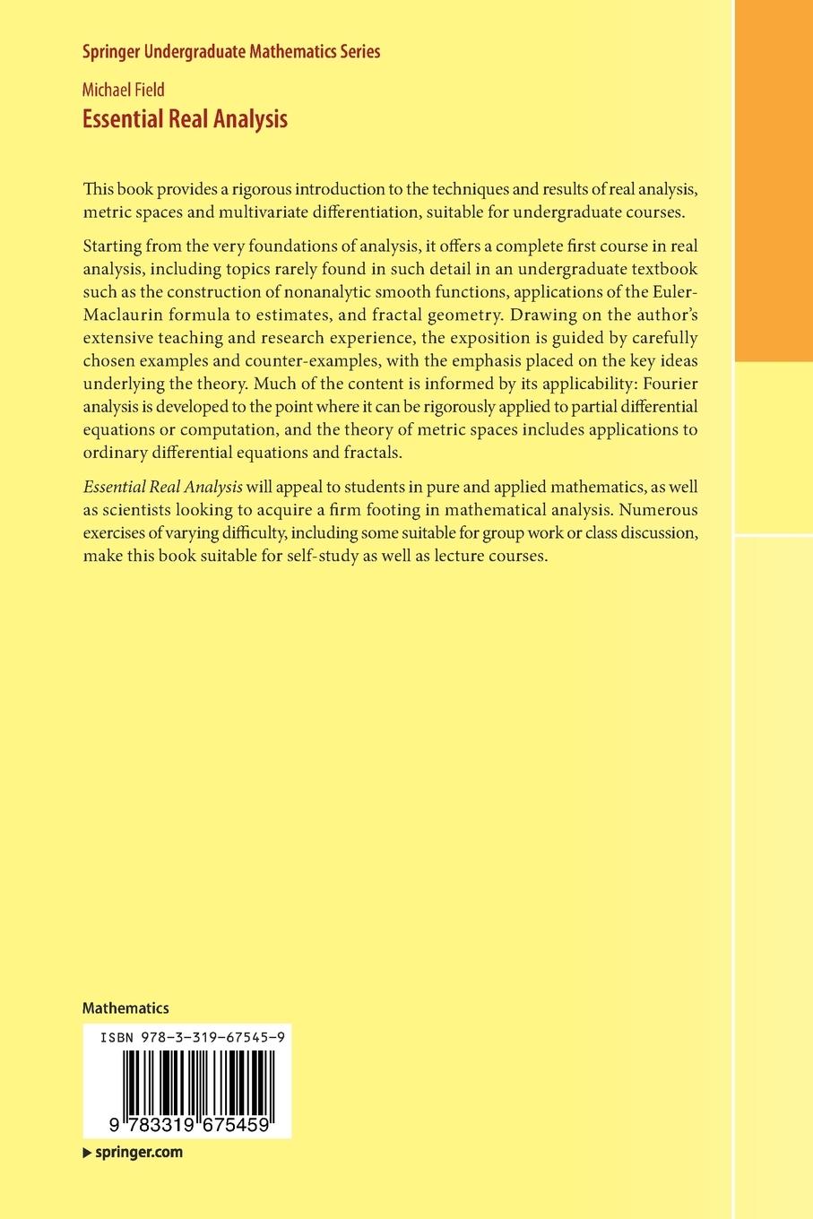 Rückseitencover Essential Real Analysis