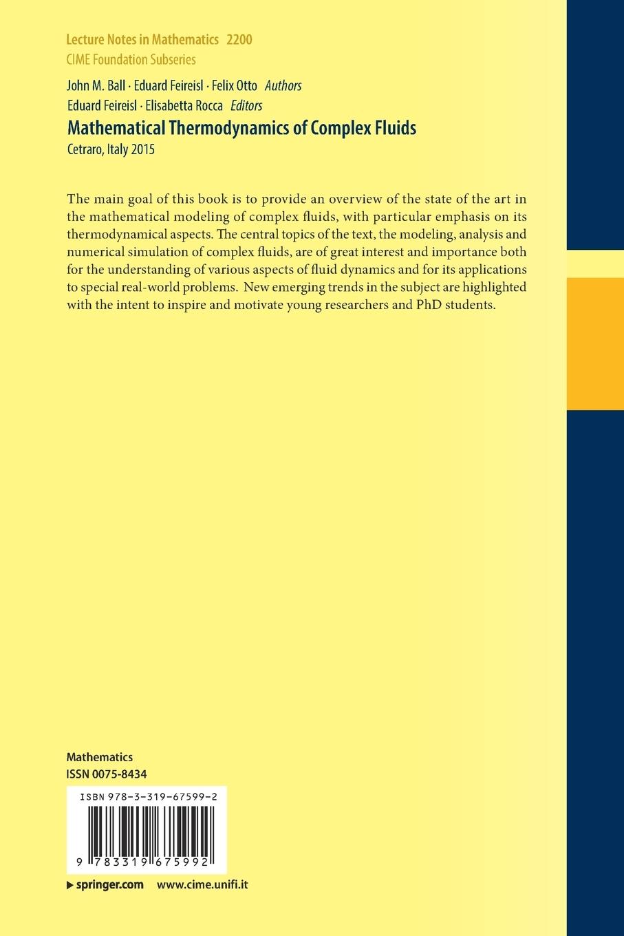 Rückseitencover Mathematical Thermodynamics of Complex Fluids