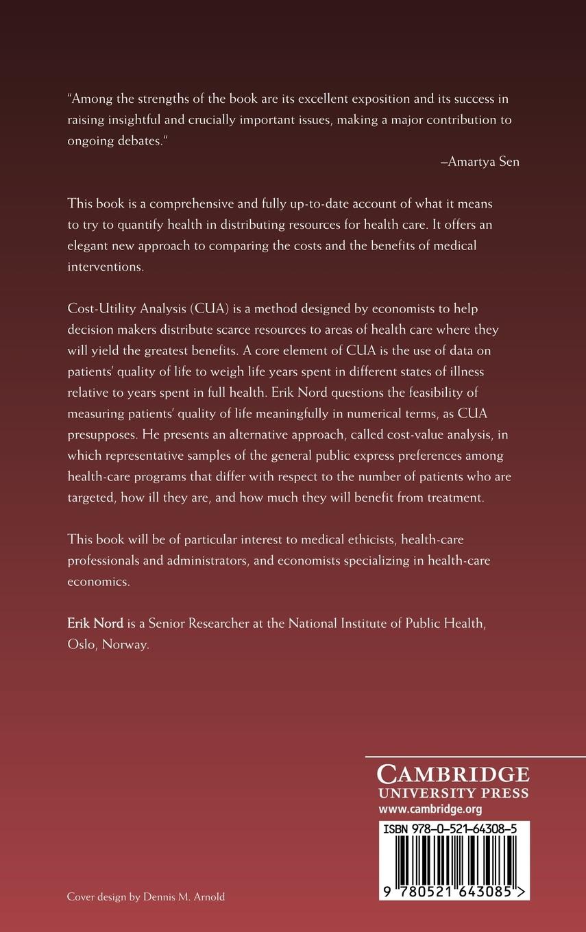 Rückseitencover Cost-Value Analysis in Health Care