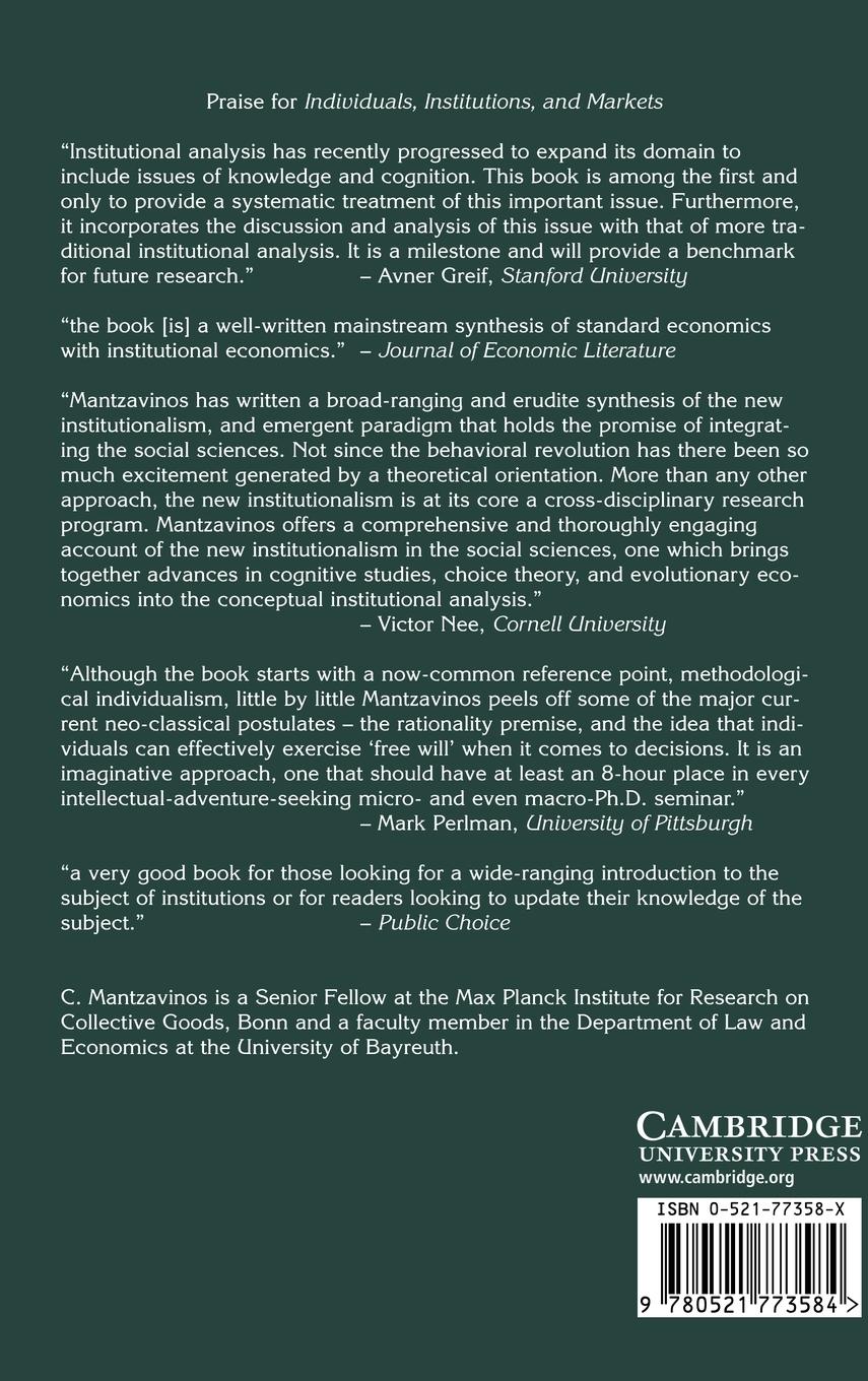 Rückseitencover Individuals, Institutions, and Markets