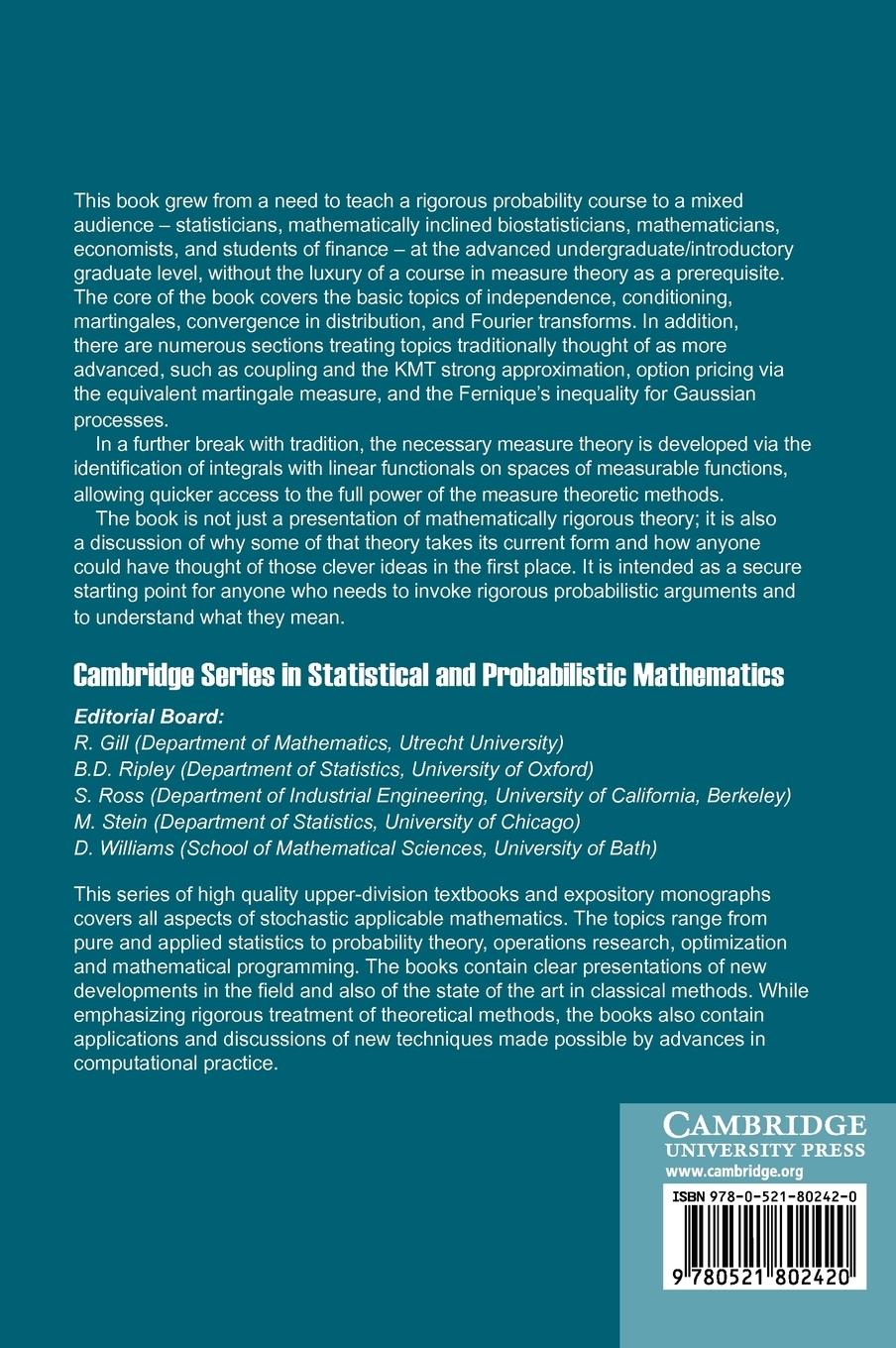 Rückseitencover A User's Guide to Measure Theoretic Probability