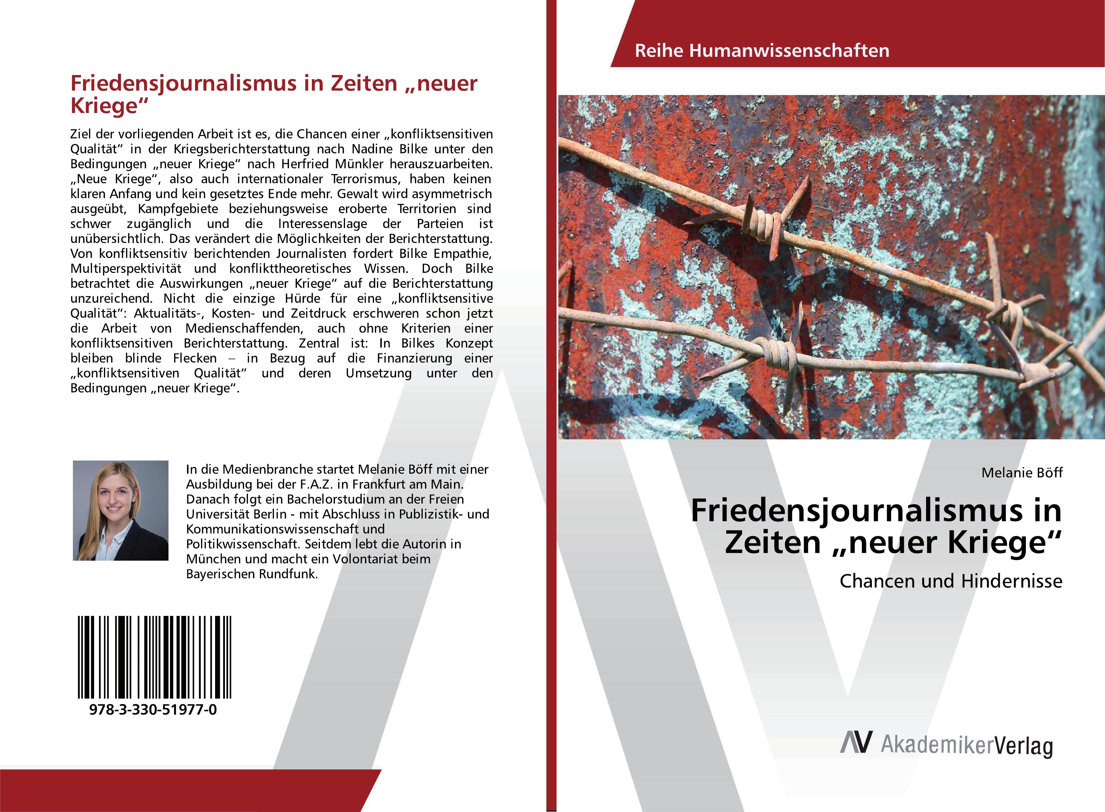 Vorderes Coverbild Friedensjournalismus in Zeiten "neuer Kriege"