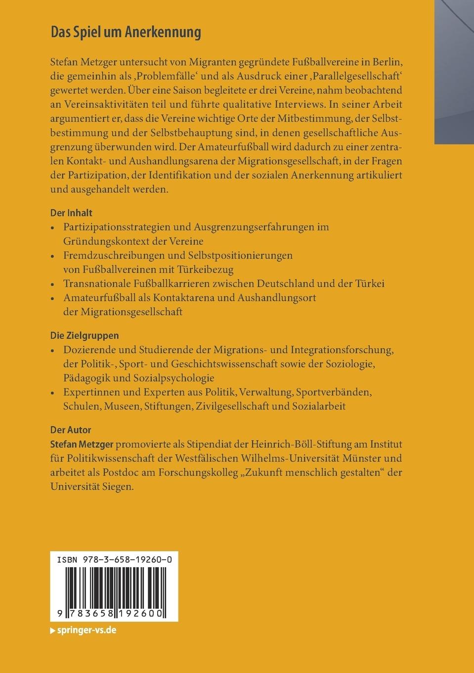 Rückseitencover Das Spiel um Anerkennung