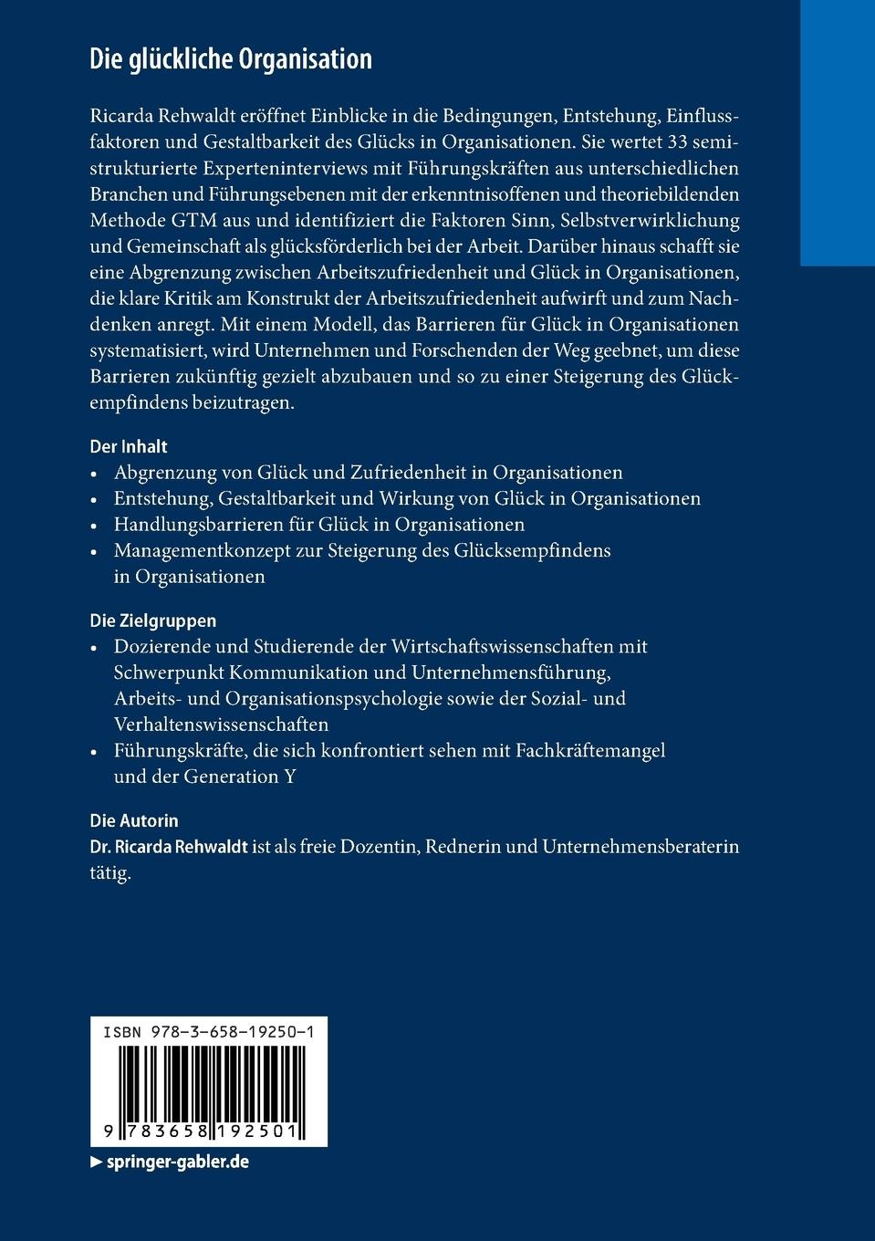 Rückseitencover Die glückliche Organisation