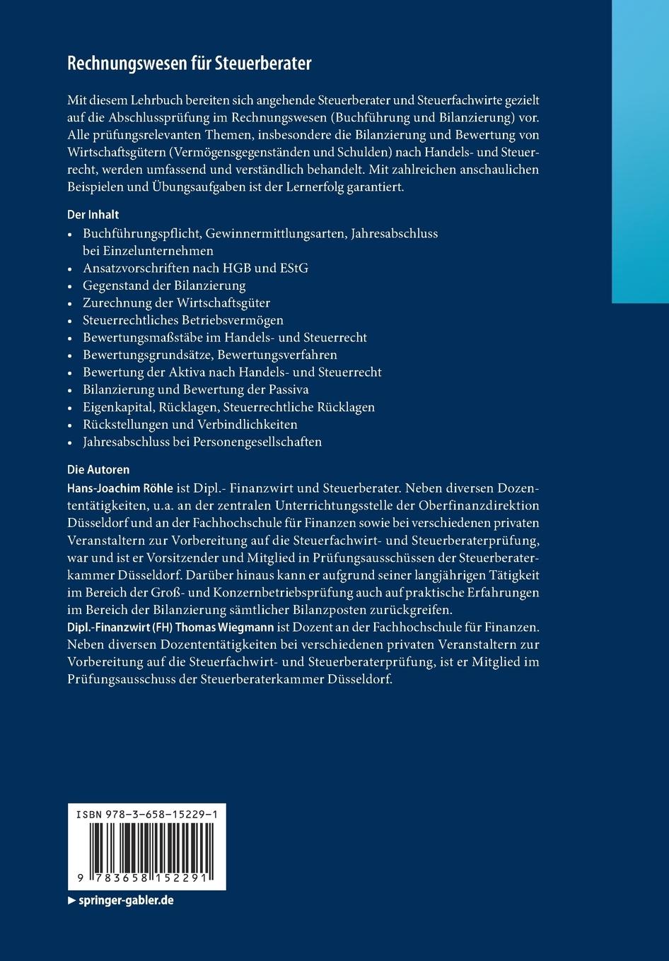 Rückseitencover Rechnungswesen für Steuerberater