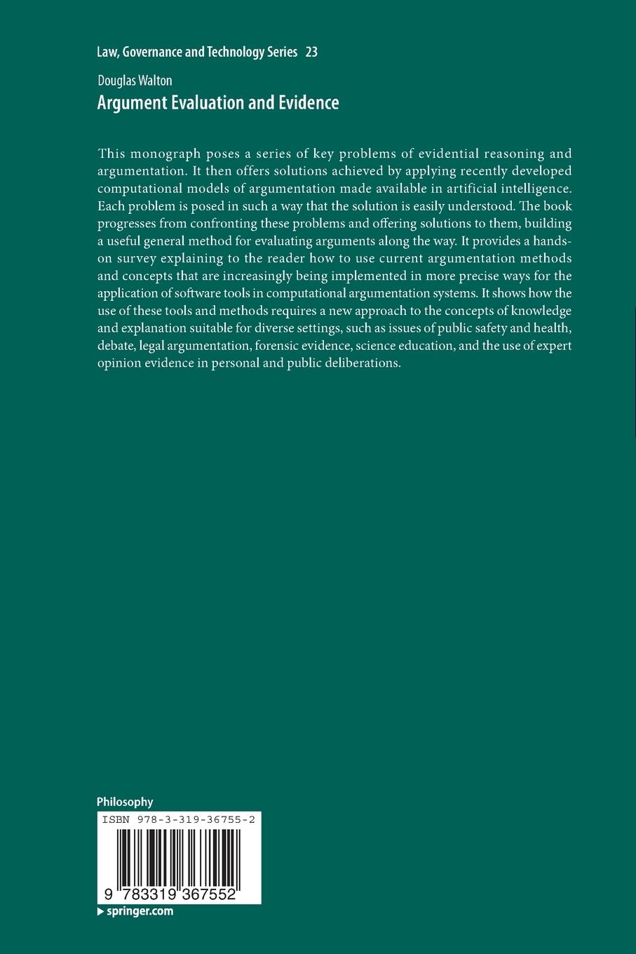 Rückseitencover Argument Evaluation and Evidence