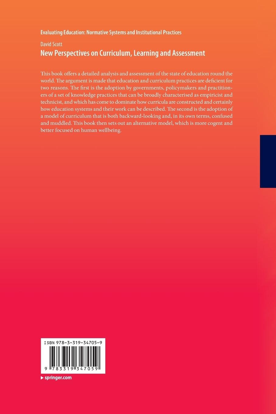 Rückseitencover New Perspectives on Curriculum, Learning and Assessment