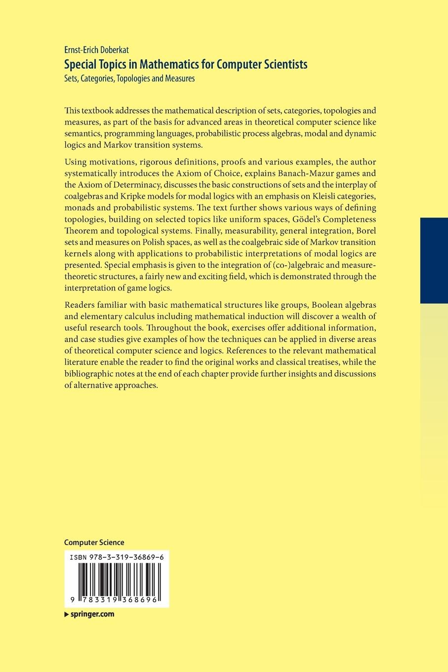Rückseitencover Special Topics in Mathematics for Computer Scientists