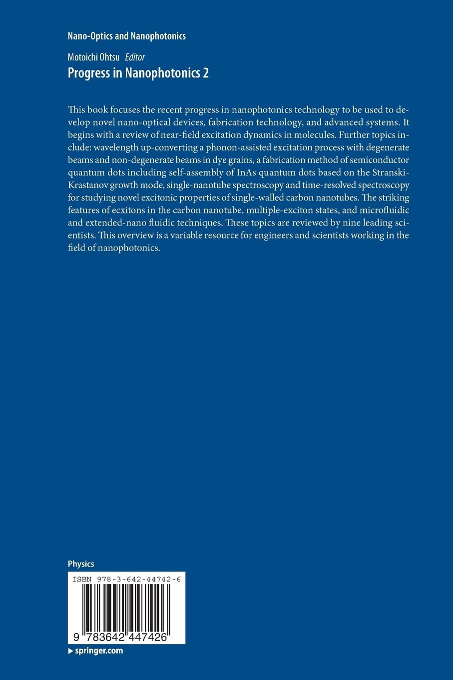 Rückseitencover Progress in Nanophotonics 2