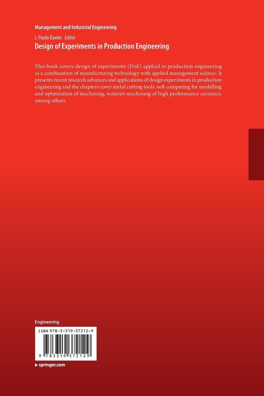 Rückseitencover Design of Experiments in Production Engineering