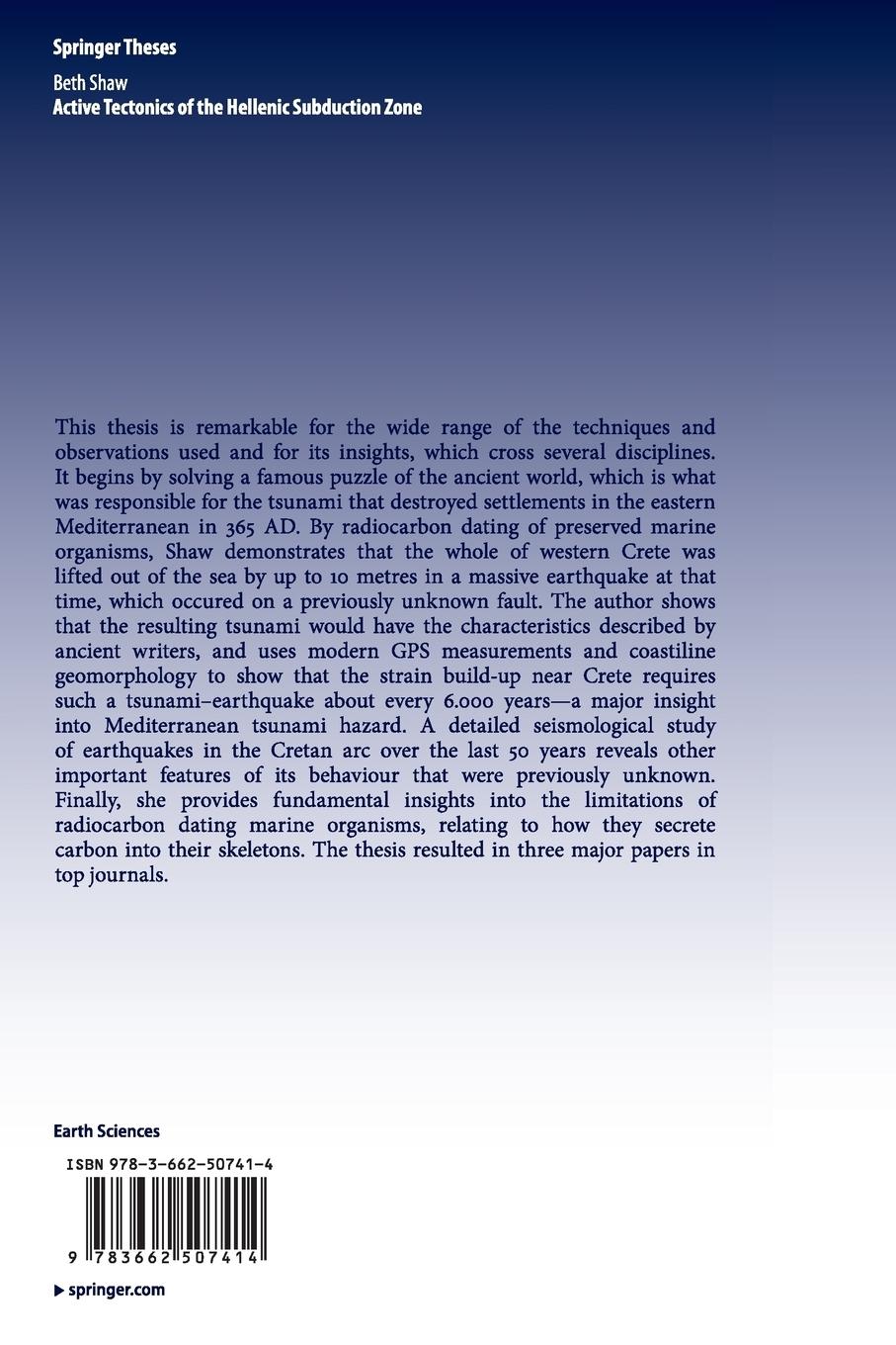 Rückseitencover Active tectonics of the Hellenic subduction zone