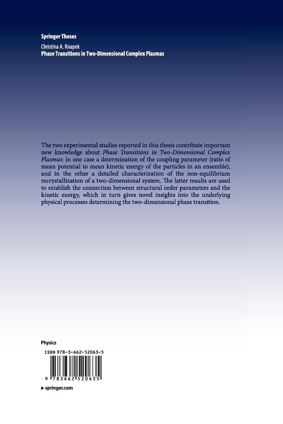 Rückseitencover Phase Transitions in Two-Dimensional Complex Plasmas