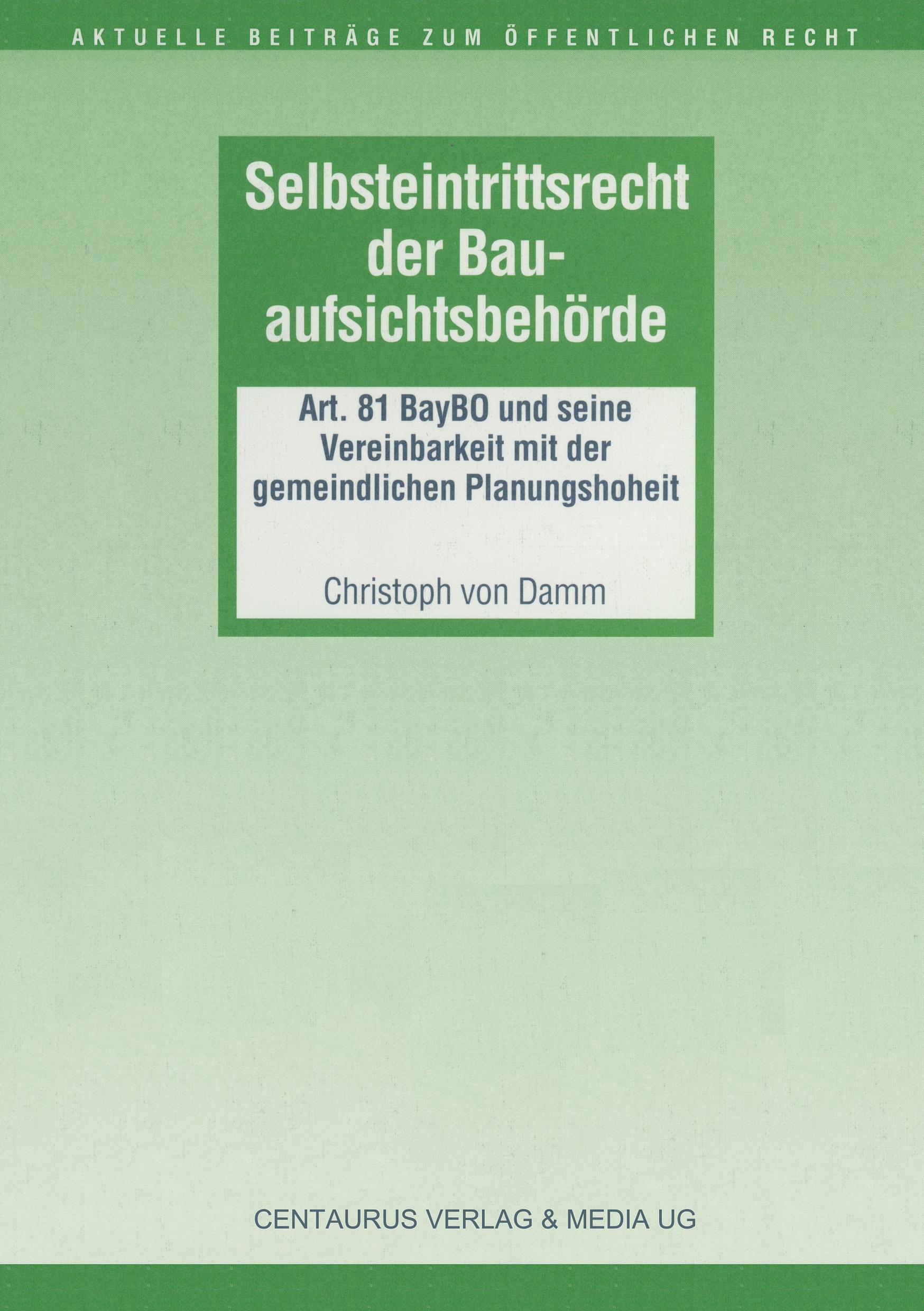Vorderes Coverbild Selbsteintrittsrecht der Bauaufsichtsbehörde