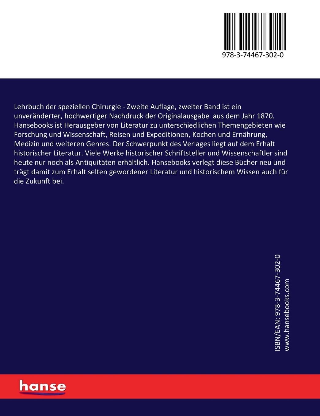 Rückseitencover Lehrbuch der speziellen Chirurgie