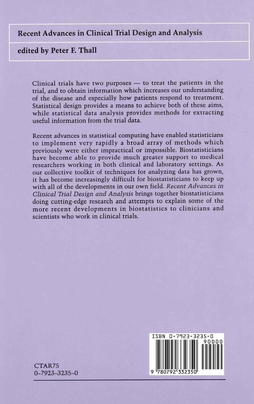 Rückseitencover Recent Advances in Clinical Trial Design and Analysis