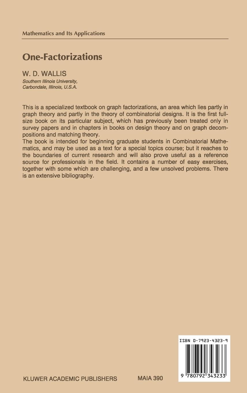 Rückseitencover One-Factorizations