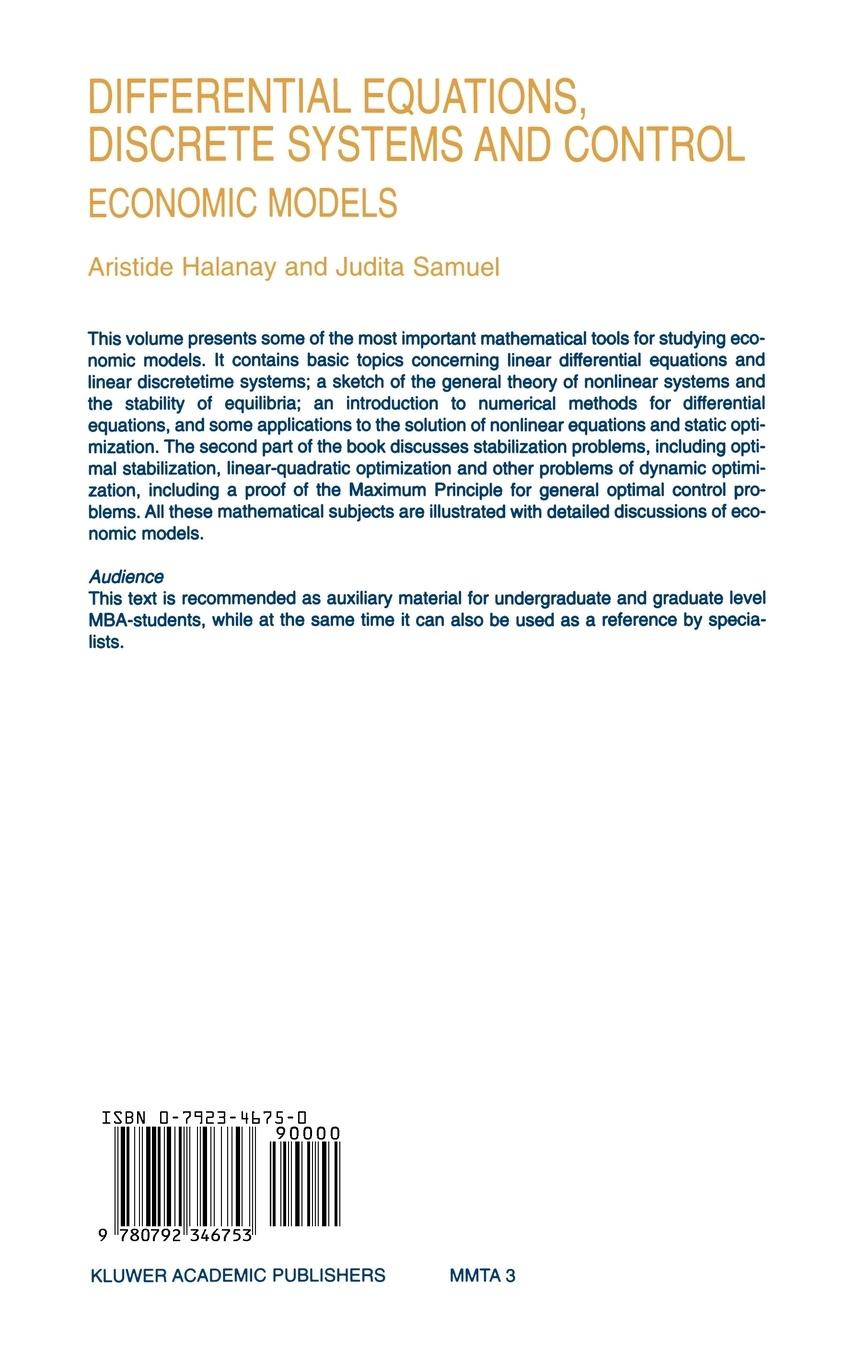 Rückseitencover Differential Equations, Discrete Systems and Control