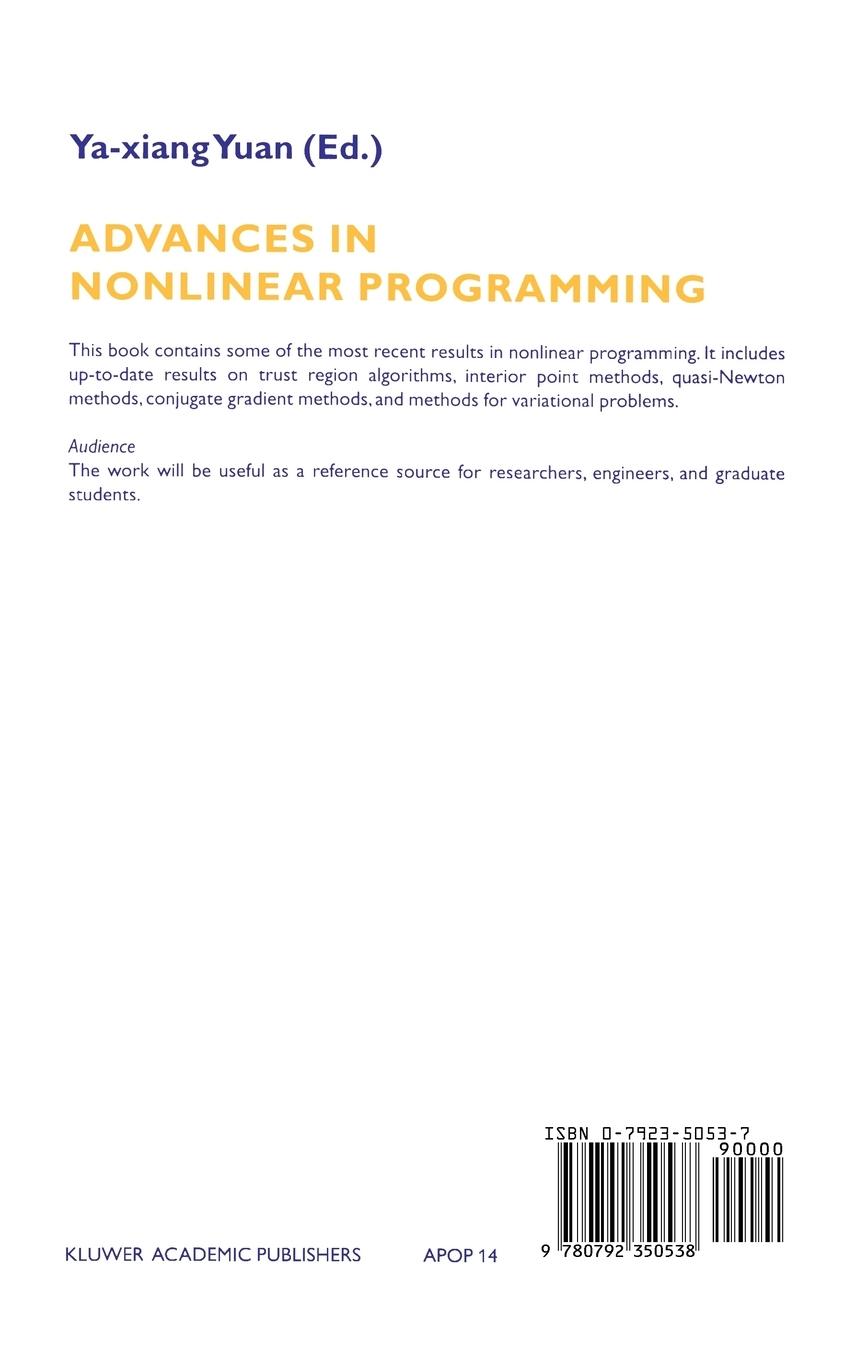 Rückseitencover Advances in Nonlinear Programming