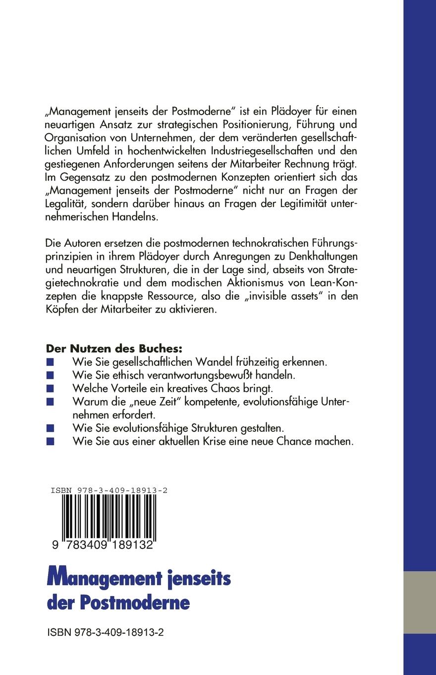 Rückseitencover Management jenseits der Postmoderne