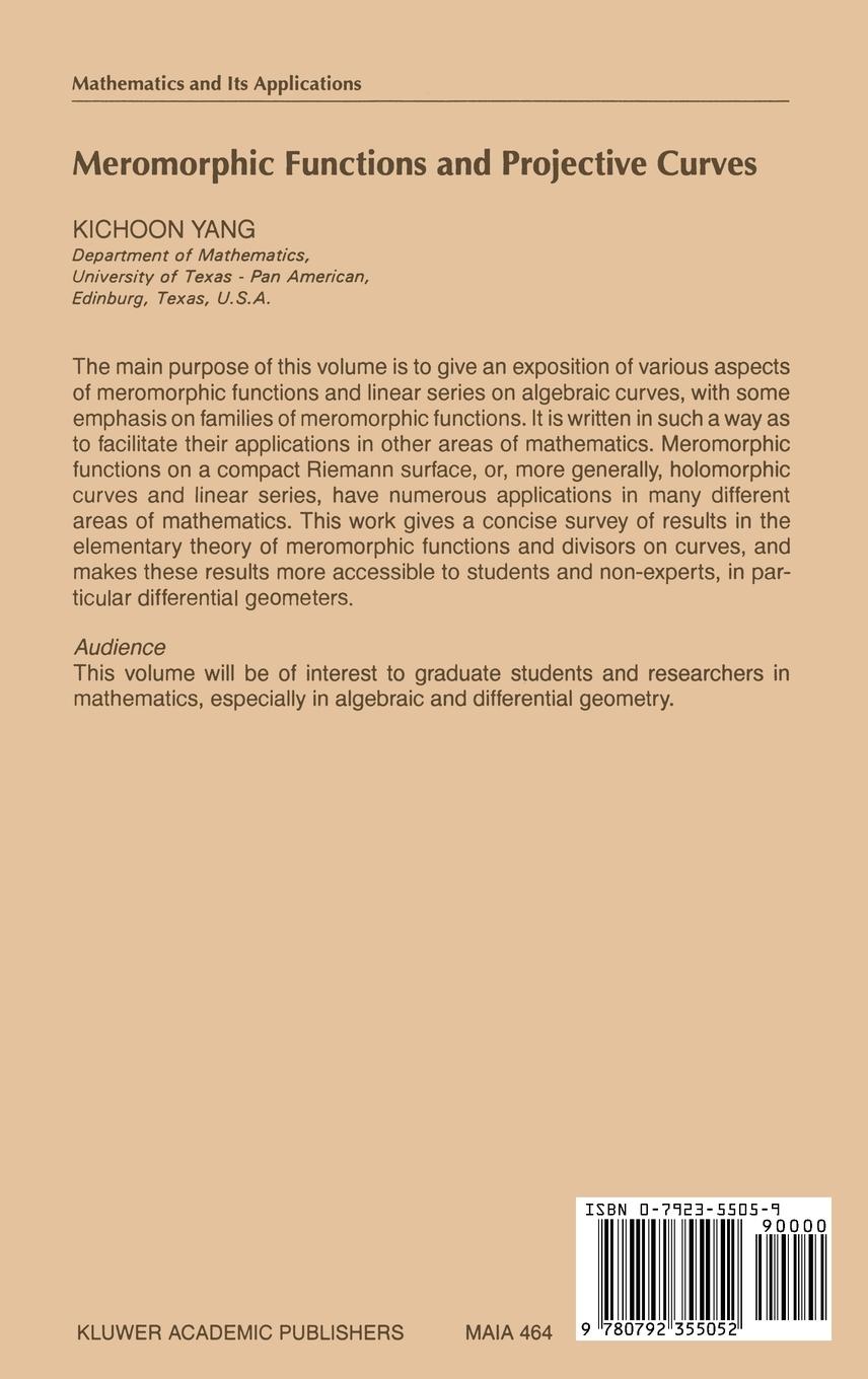 Rückseitencover Meromorphic Functions and Projective Curves