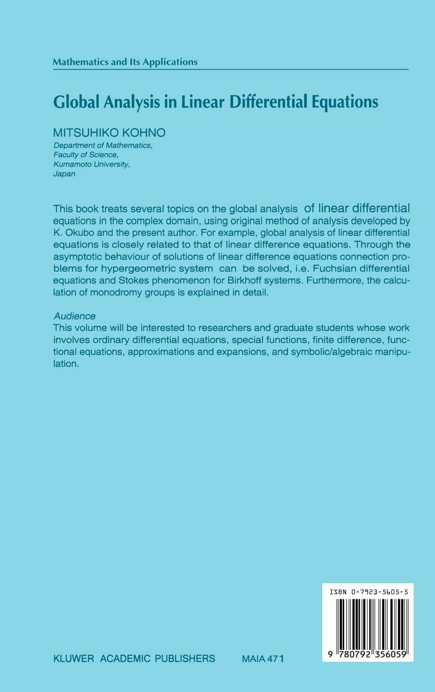 Rückseitencover Global Analysis in Linear Differential Equations