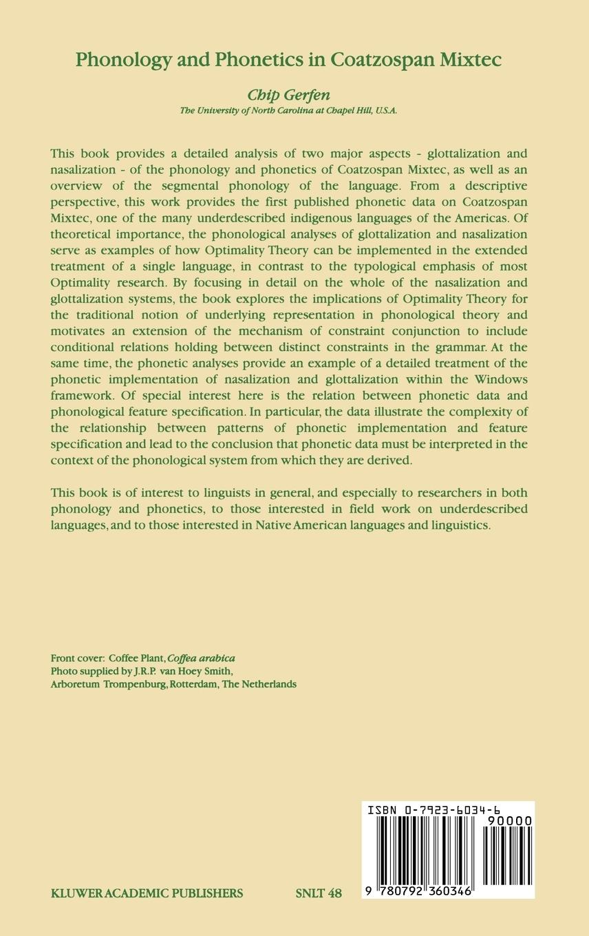 Rückseitencover Phonology and Phonetics in Coatzospan Mixtec