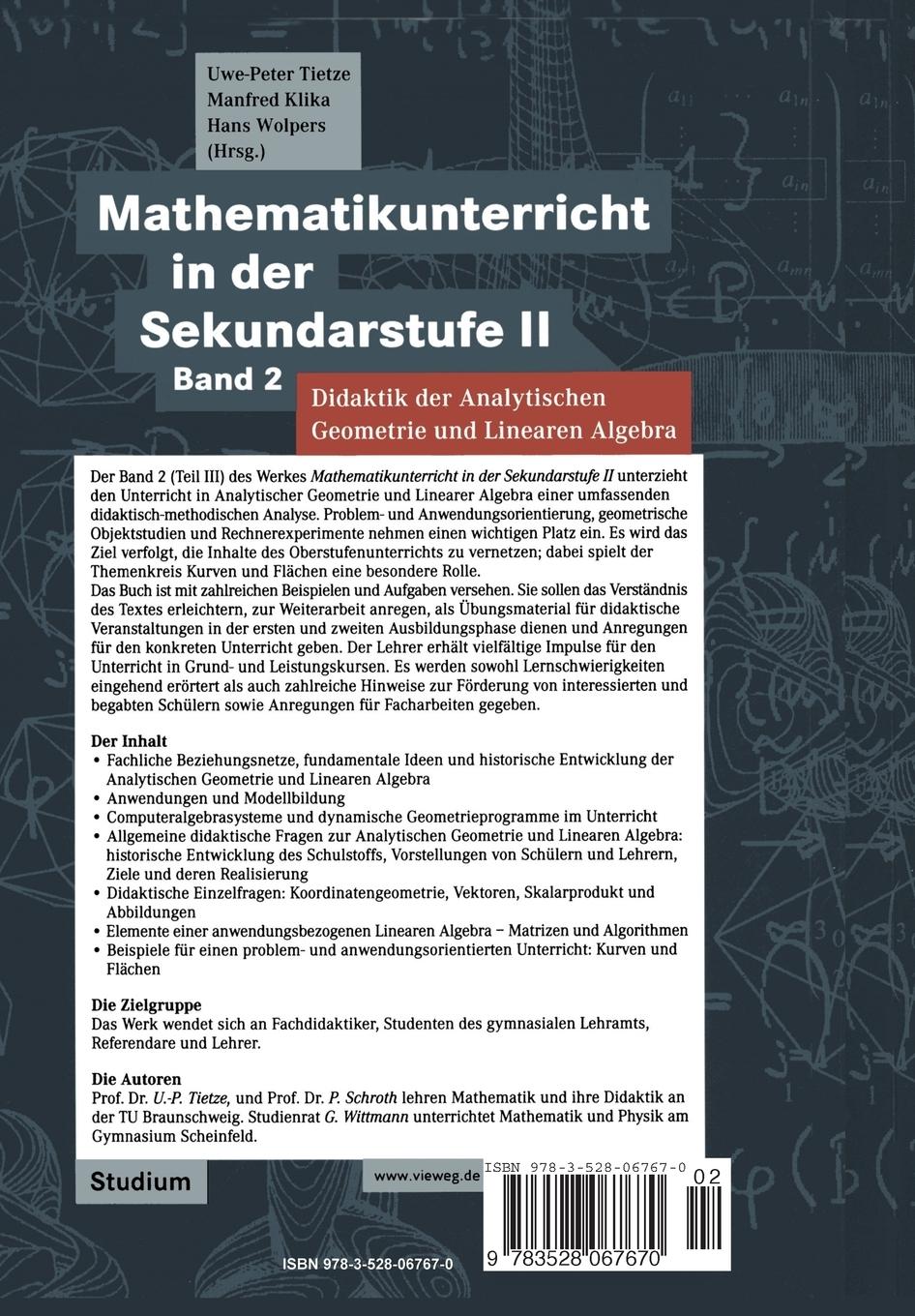 Rückseitencover Mathematikunterricht in der Sekundarstufe II