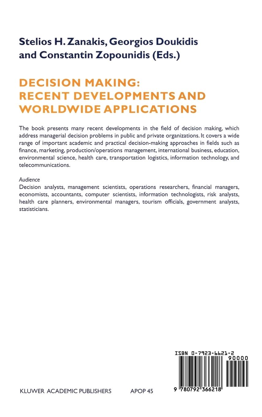 Rückseitencover Decision Making: Recent Developments and Worldwide Applications