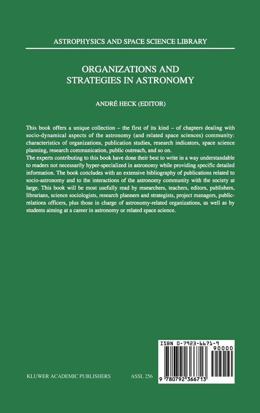 Rückseitencover Organizations and Strategies in Astronomy