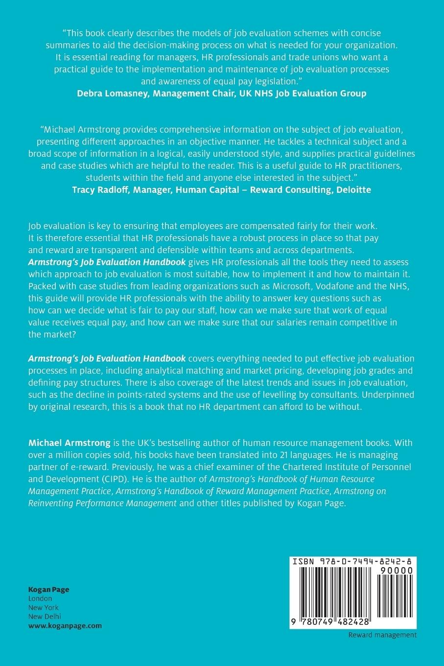 Rückseitencover Armstrong's Job Evaluation Handbook