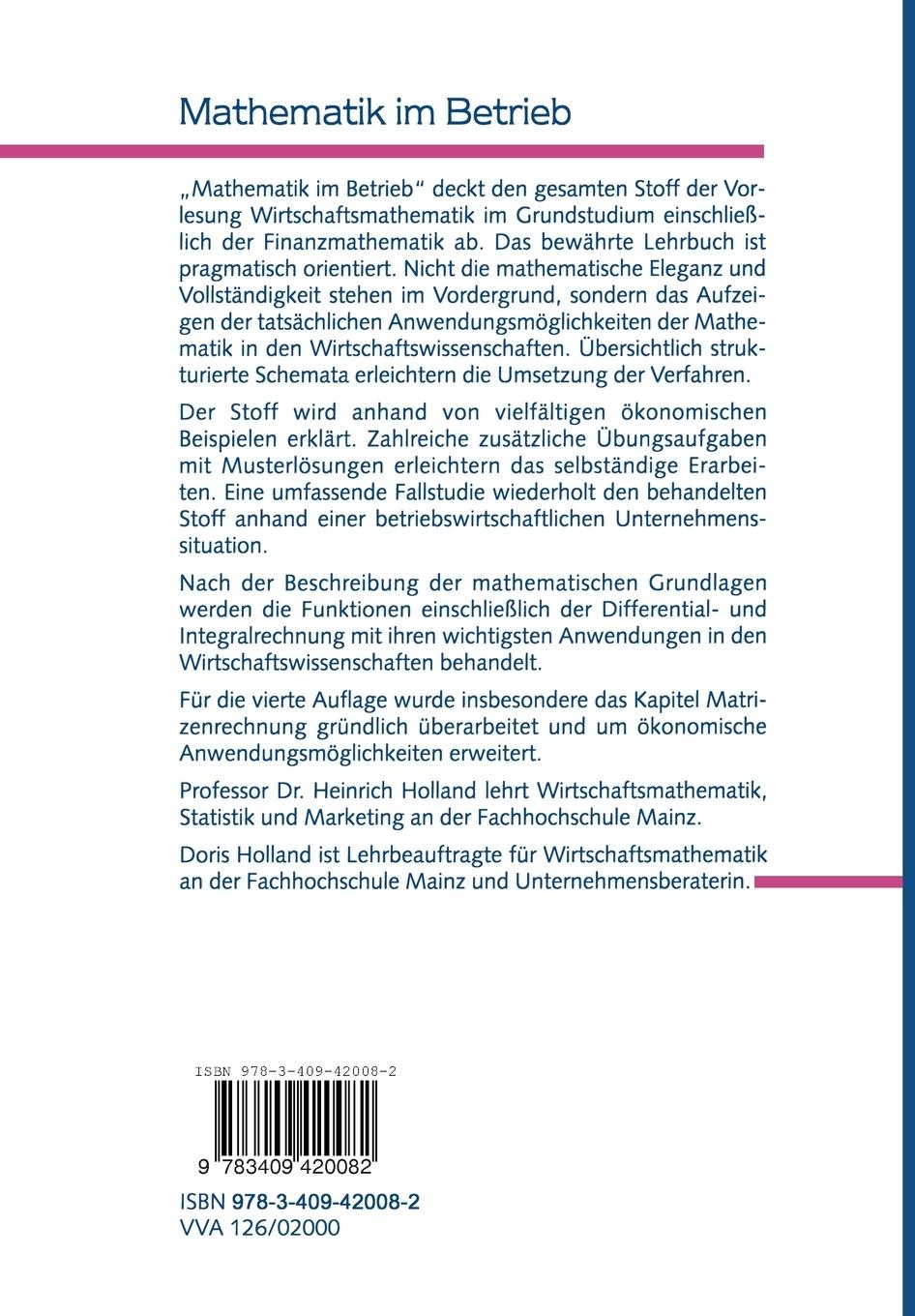 Rückseitencover Mathematik im Betrieb