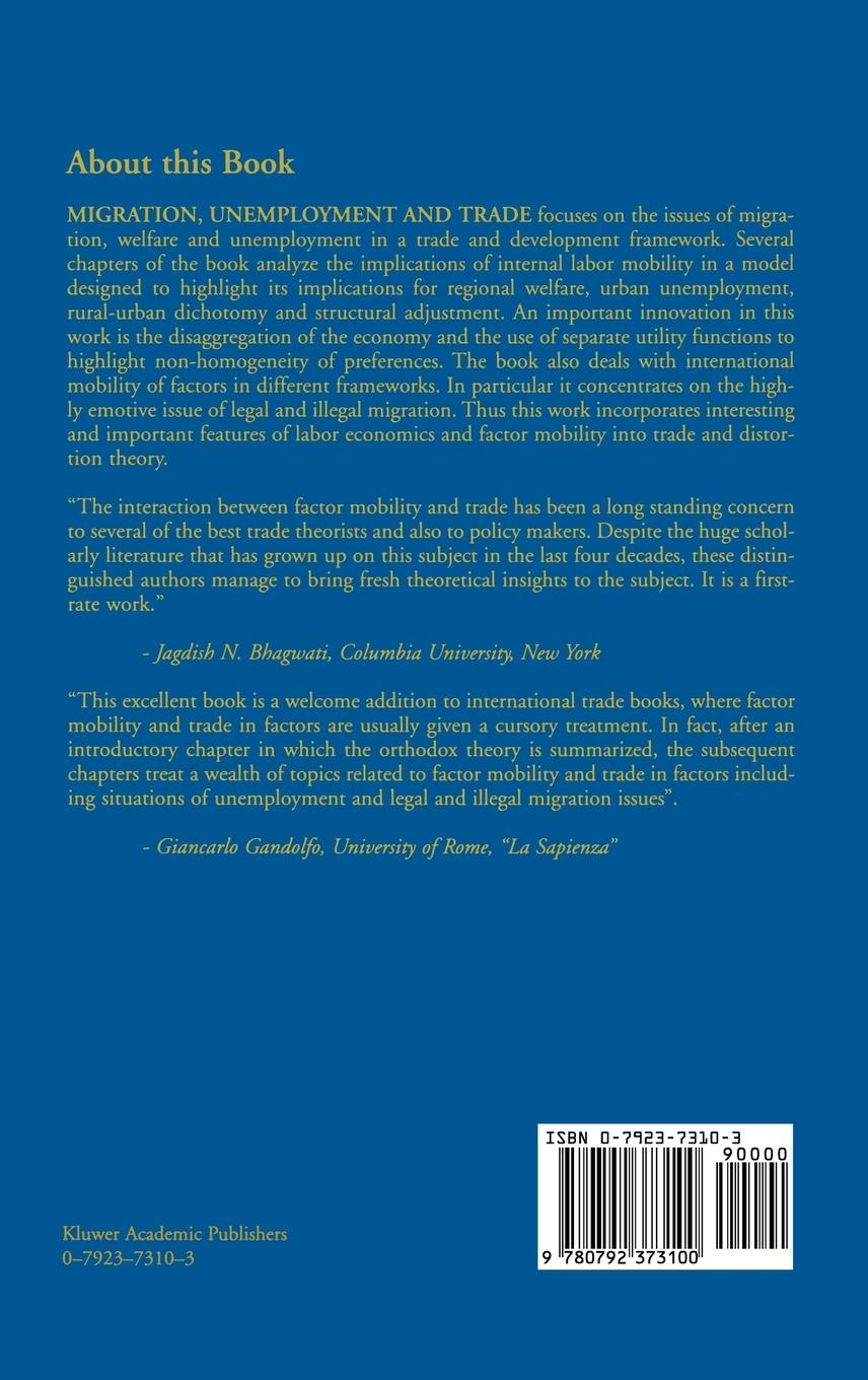Rückseitencover Migration, Unemployment and Trade