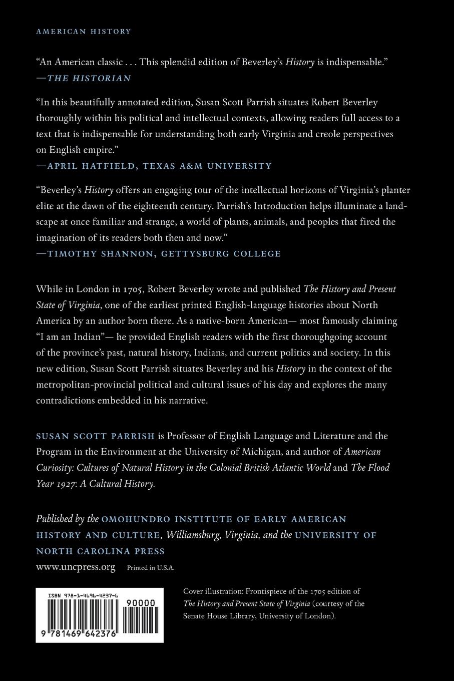 Rückseitencover The History and Present State of Virginia