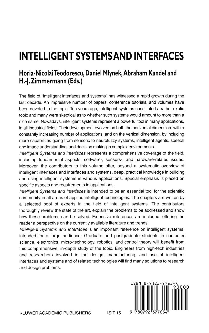 Rückseitencover Intelligent Systems and Interfaces