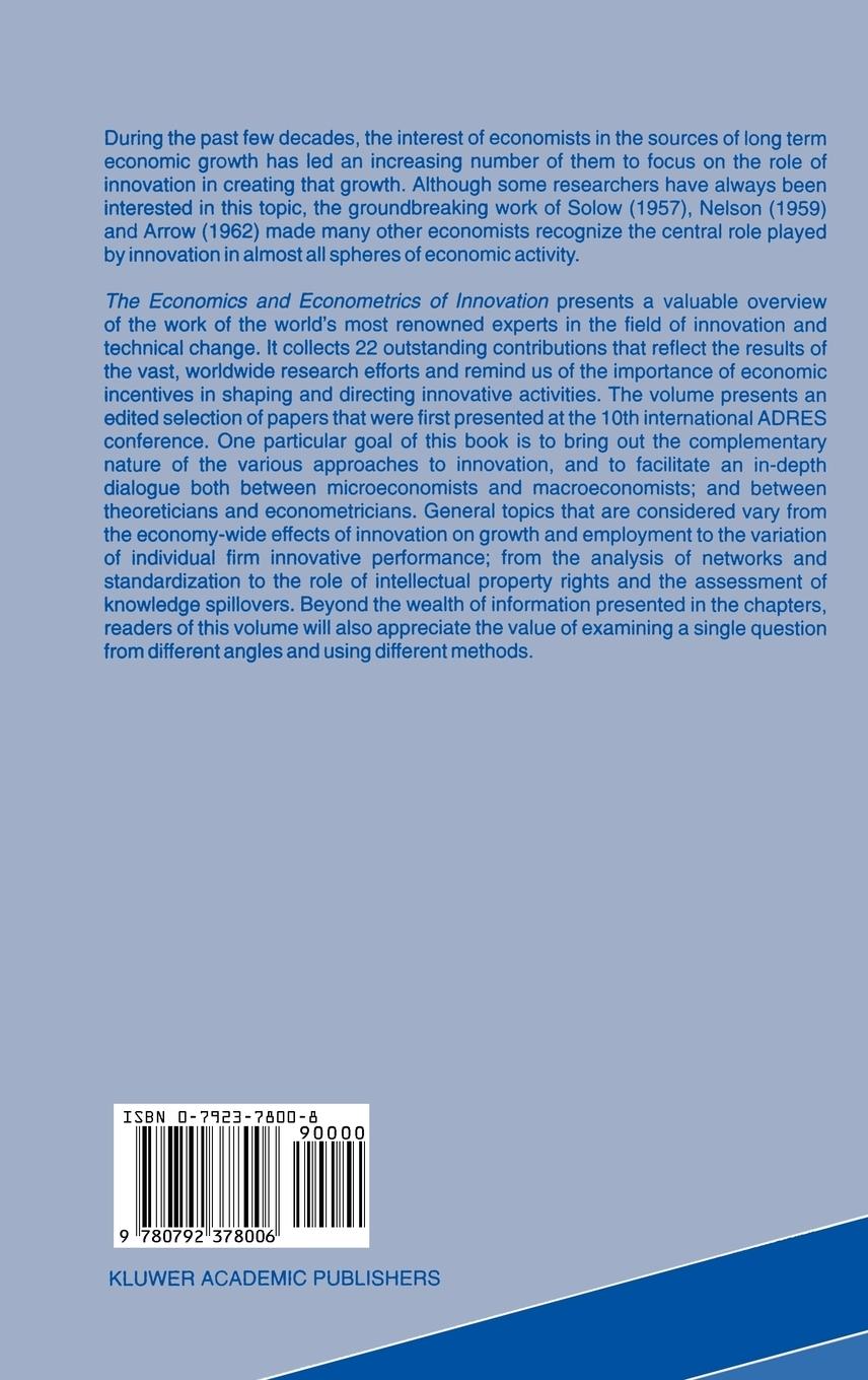 Rückseitencover The Economics and Econometrics of Innovation
