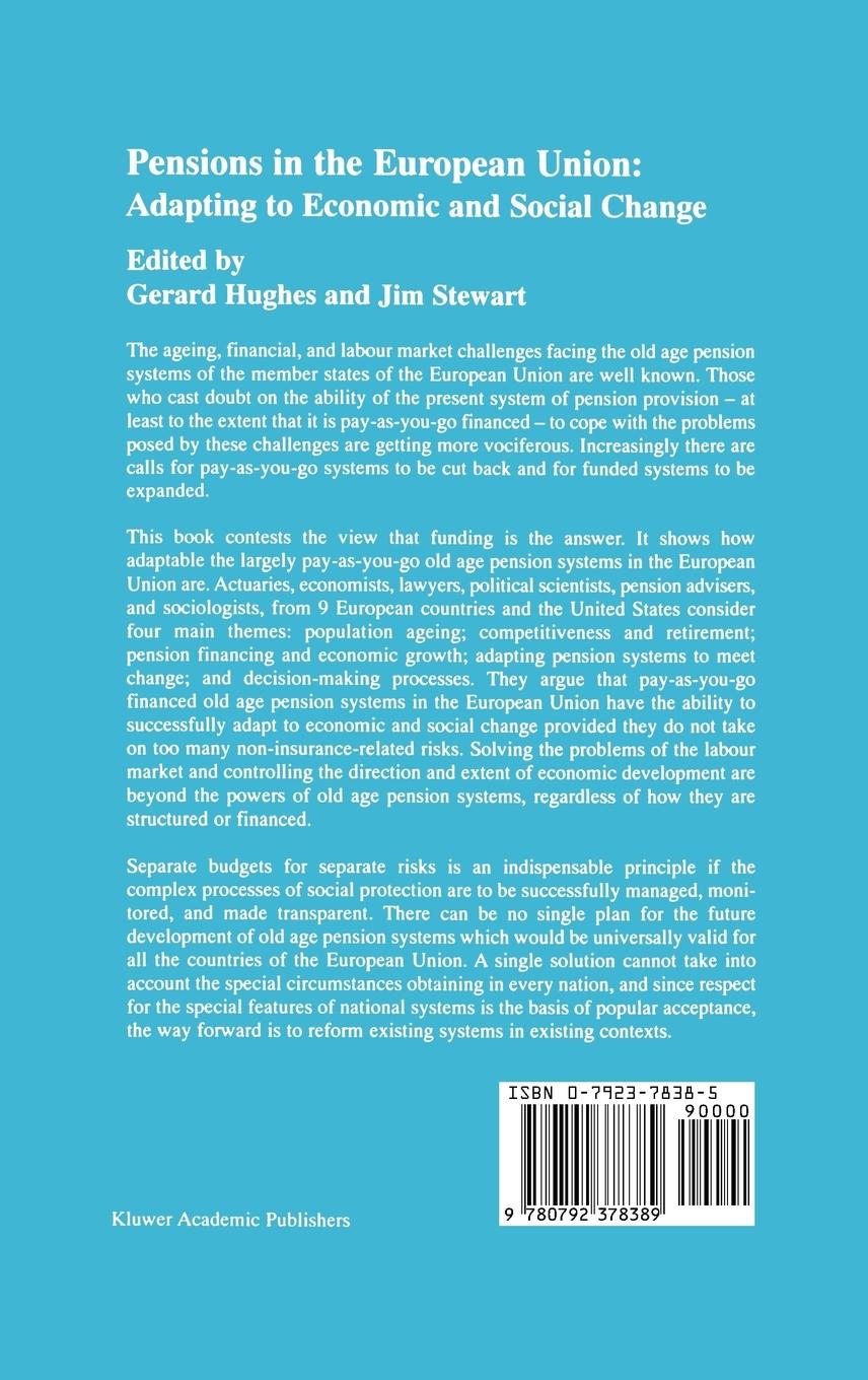 Rückseitencover Pensions in the European Union: Adapting to Economic and Social Change