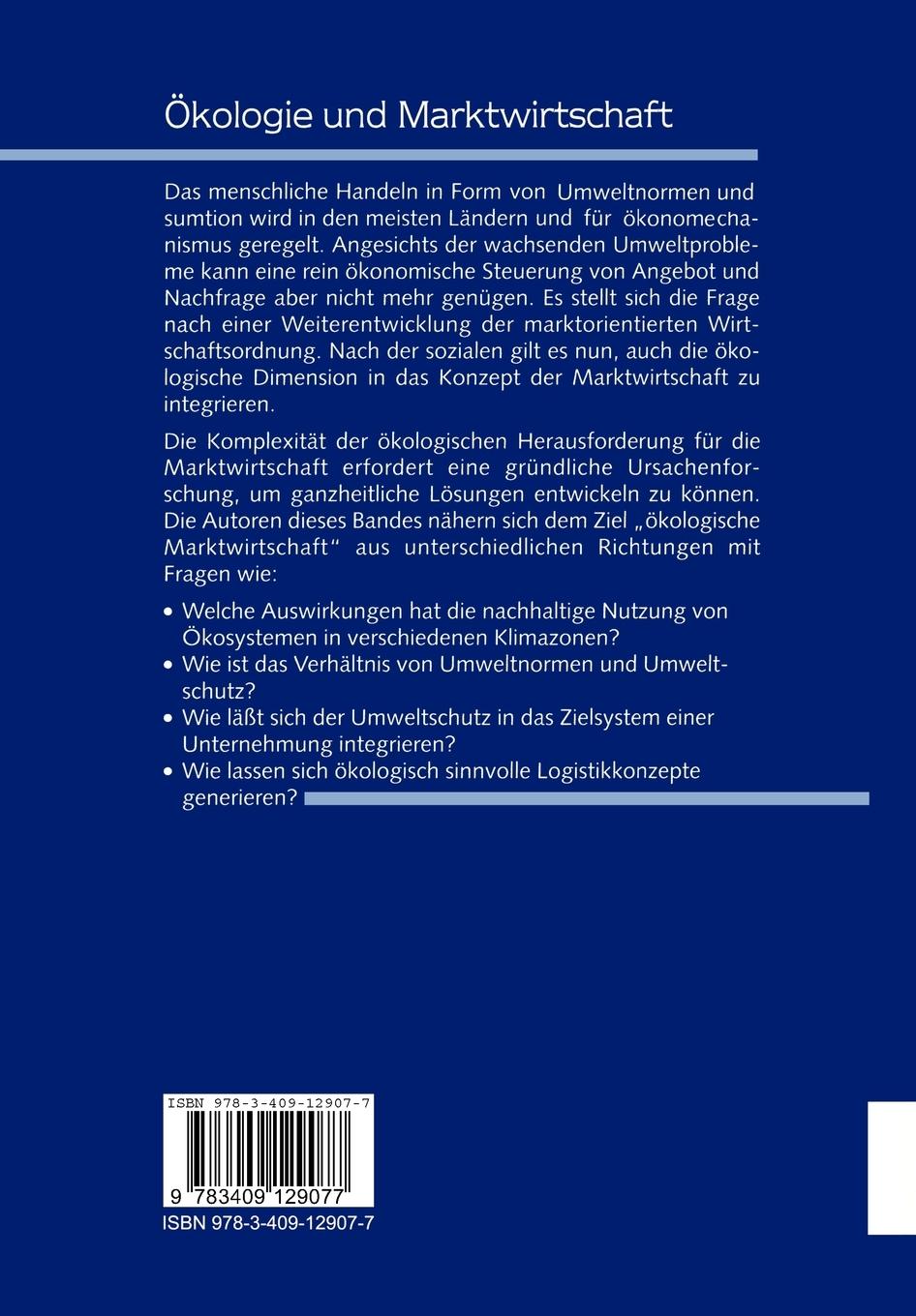 Rückseitencover Ökologie und Marktwirtschaft