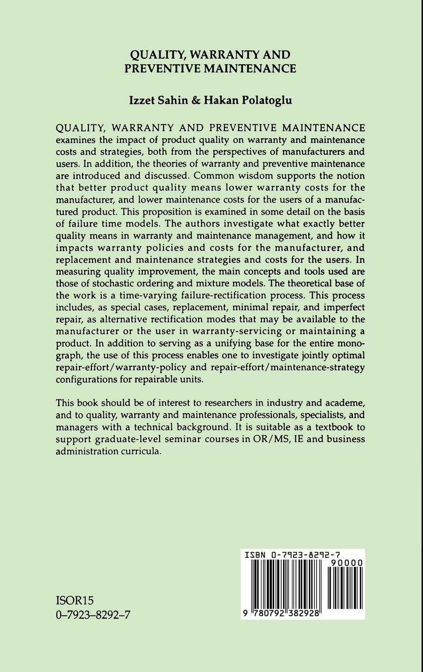 Rückseitencover Quality, Warranty and Preventive Maintenance