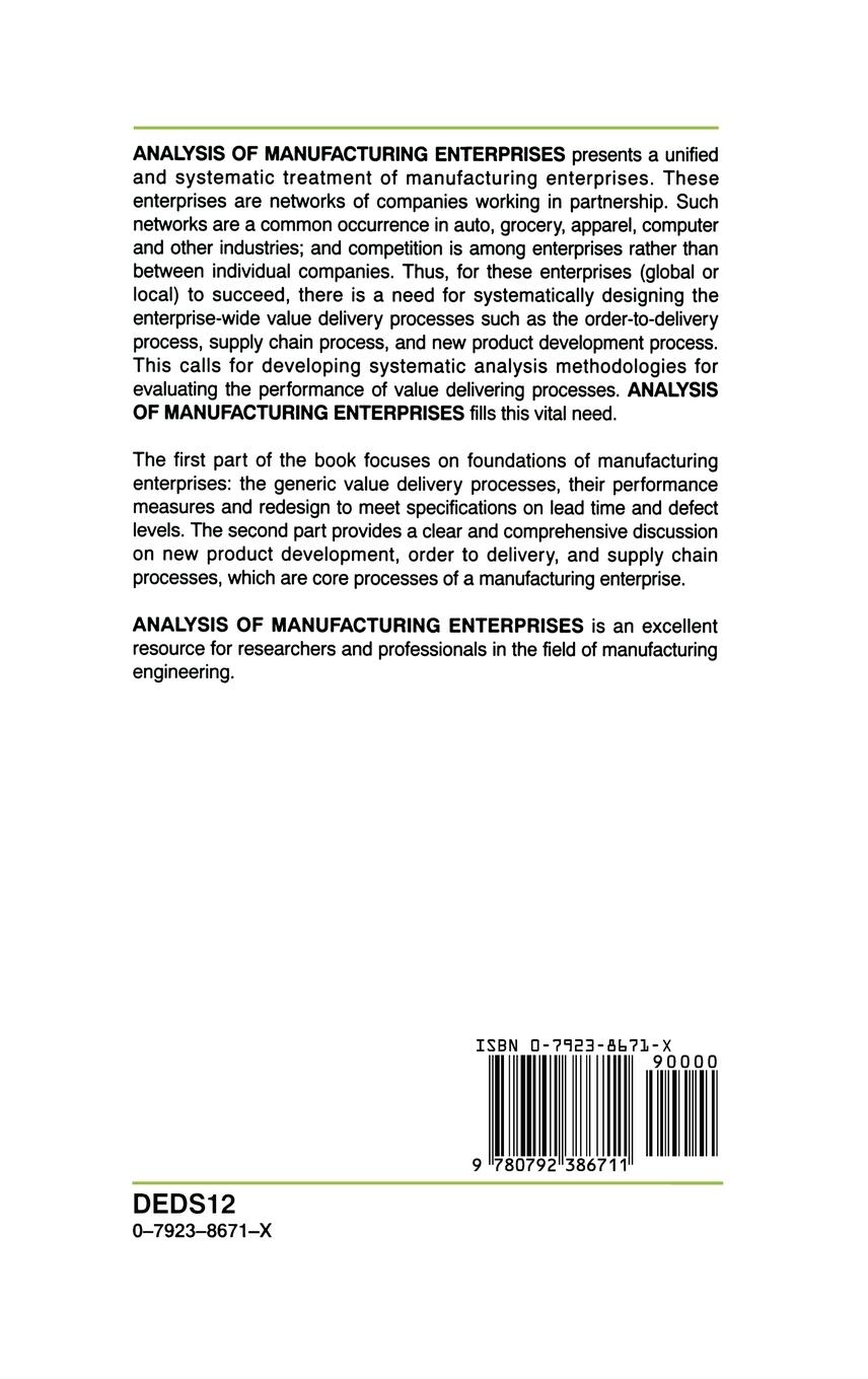 Rückseitencover Analysis of Manufacturing Enterprises