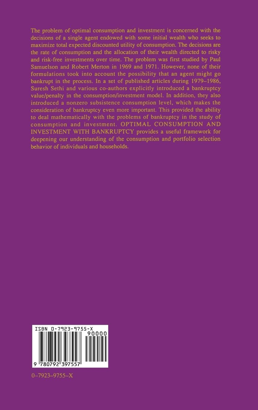 Rückseitencover Optimal Consumption and Investment with Bankruptcy