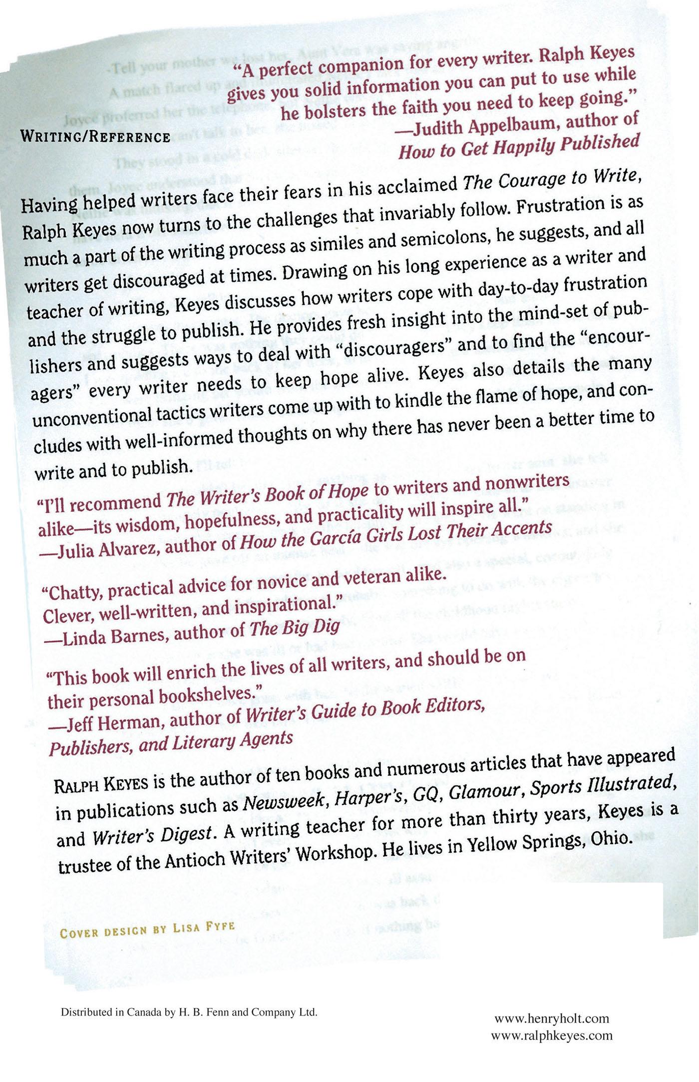 Rückseitencover The Writer's Book of Hope