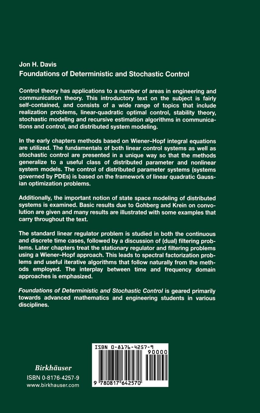 Rückseitencover Foundations of Deterministic and Stochastic Control