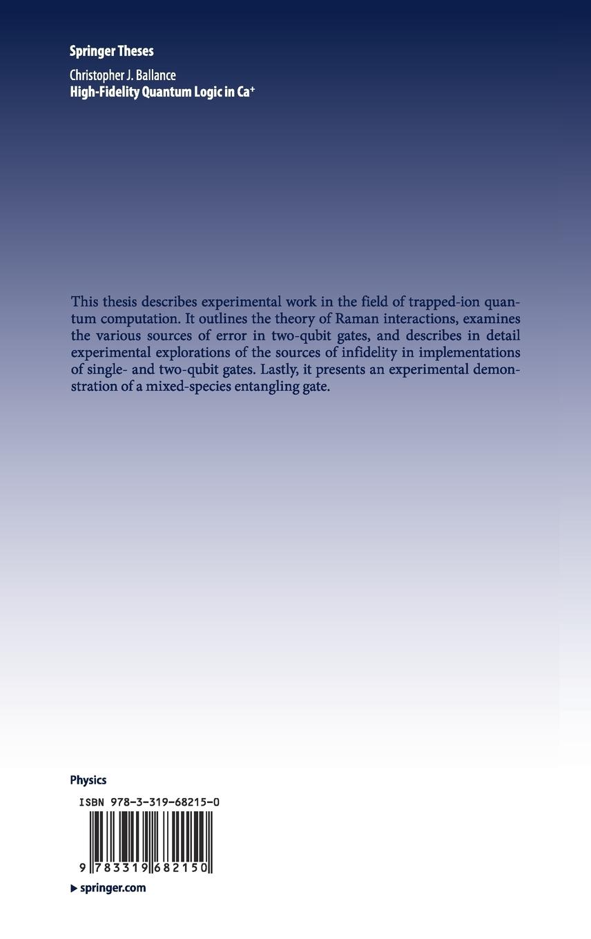 Rückseitencover High-Fidelity Quantum Logic in Ca+