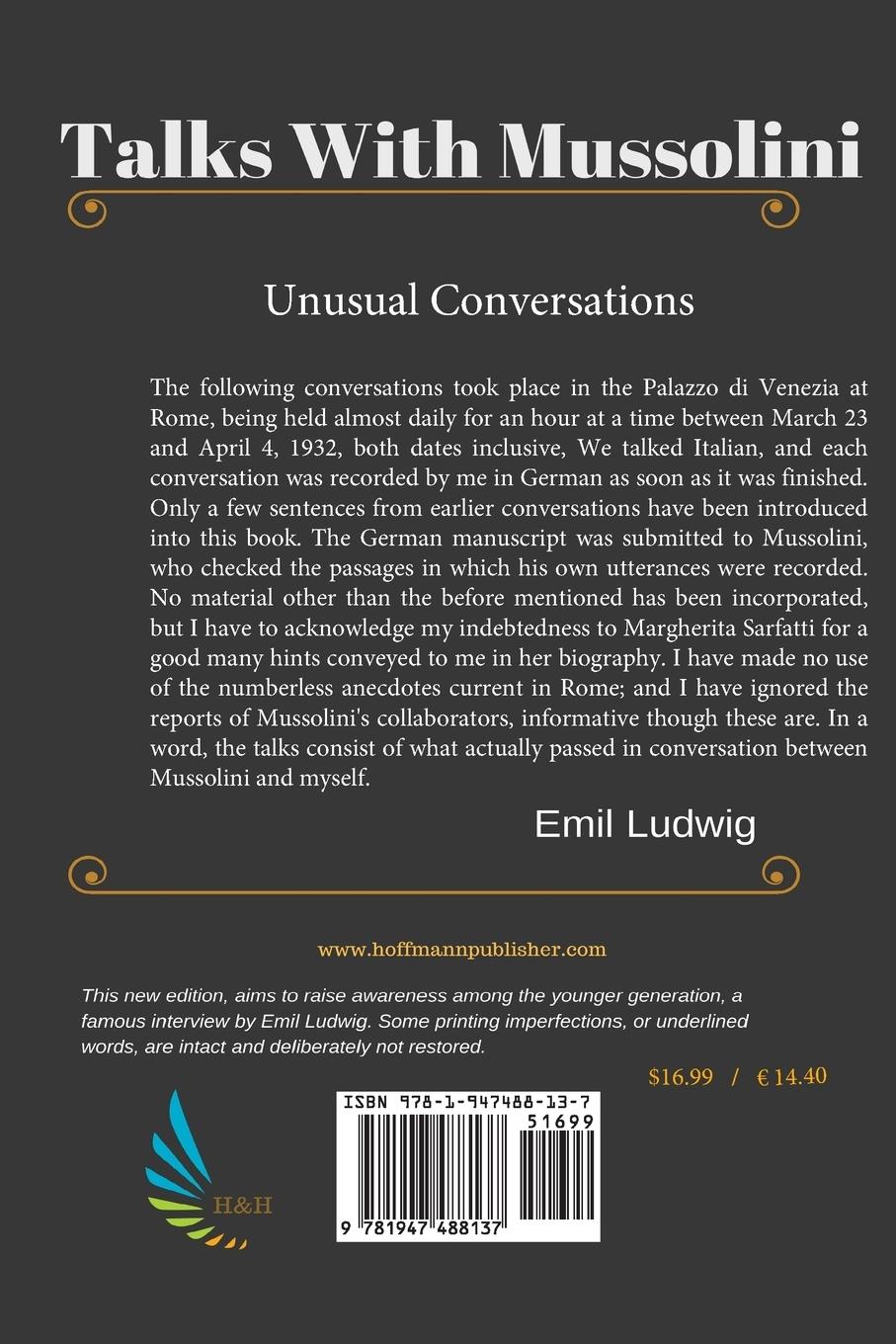 Rückseitencover Talks with Mussolini