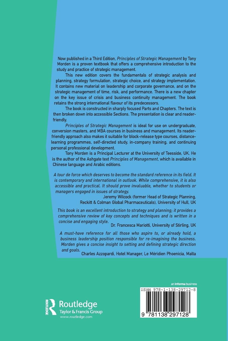 Rückseitencover Principles of Strategic Management