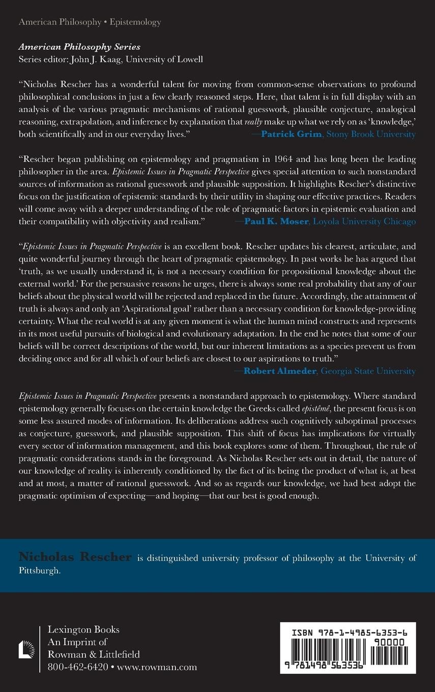 Rückseitencover Epistemic Issues in Pragmatic Perspective